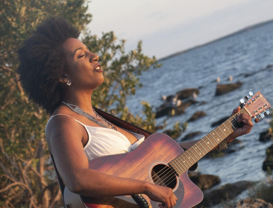 Lady Playing In nature